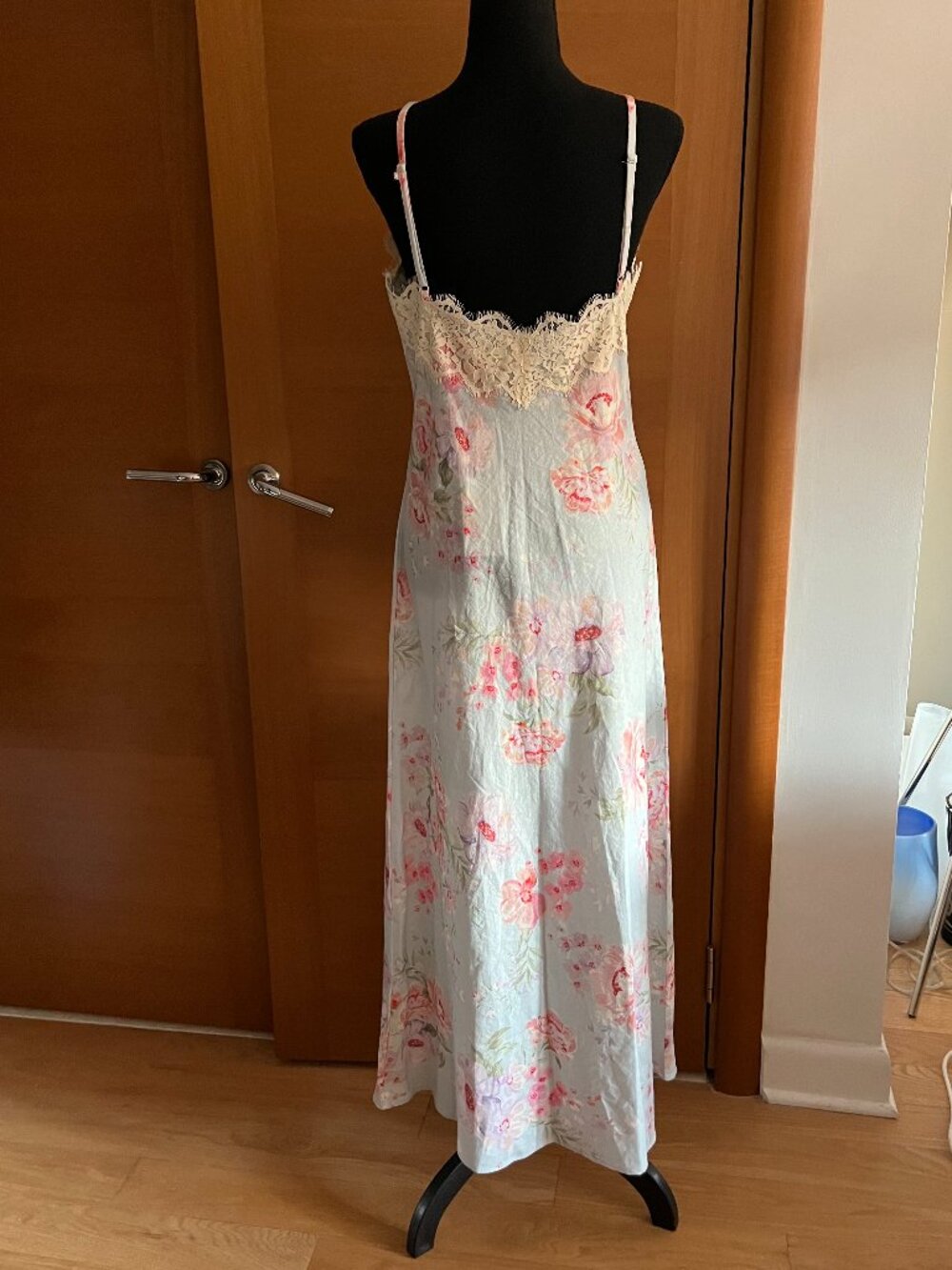 Caroline Constas Linen Blend and Lace Floral Slip Maxi Dress Small NWT - Picture 6 of 7